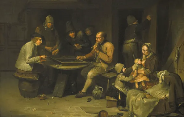 Picture, genre, Egbert van Heemskerck, Backgammon players at the Hotel