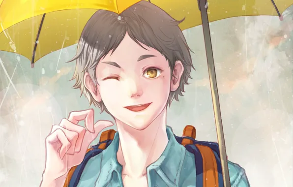 Umbrella, guy, Volleyball, Haikyuu, Sugawara