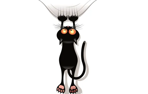 Background, black, cat, paws, tail, claws, scratches, vector. look