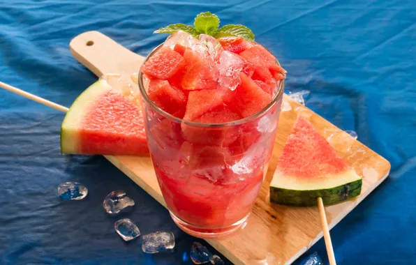 Picture ice, watermelon, cocktail