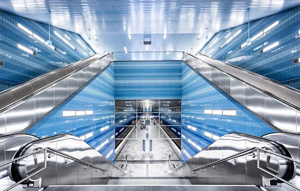 Picture light, reflection, people, Germany, stairs, Hamburg, escalators, Überseequartier