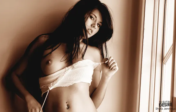 Chest, piercing, brunette, Shyla Jennings, Diginal desire
