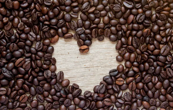 Picture love, heart, coffee, grain, love, heart, romantic, beans