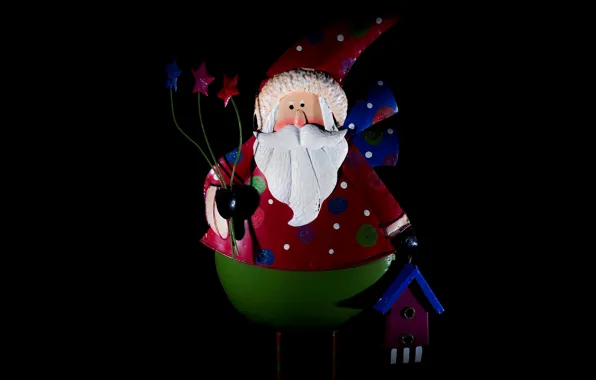 Holiday, toy, new year, Christmas, doll, black background, Santa Claus, Santa Claus