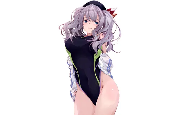Girl, green eyes, long hair, anime, beautiful, pretty, erotic, swimsuit