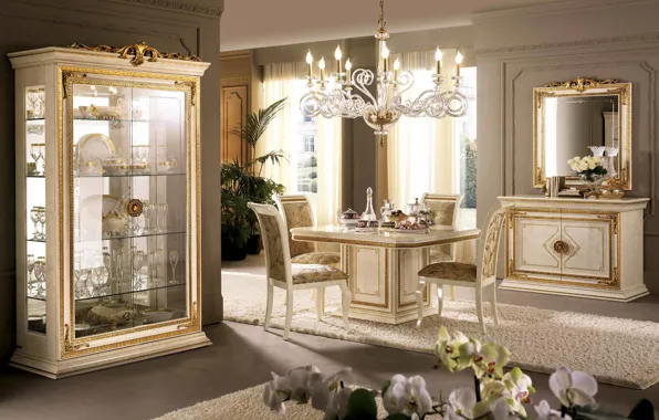 Table, room, chairs, interior, luxury, living room