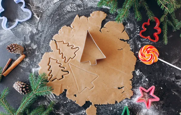 Holiday, new year, spruce, form, Lollipop, the dough