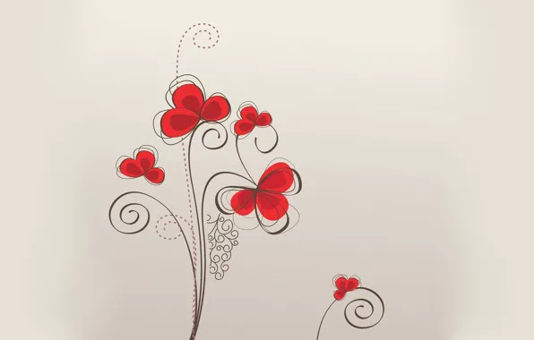 Flowers, red, background, patterns, texture, wallpapers