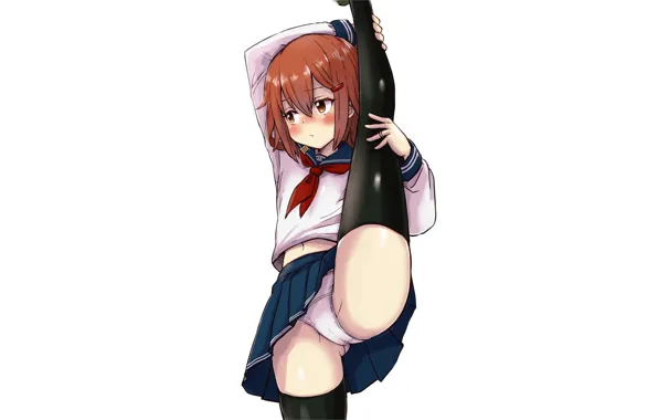 Girl, sexy, lingerie, panties, thighhighs, brown hair, anime, beautiful