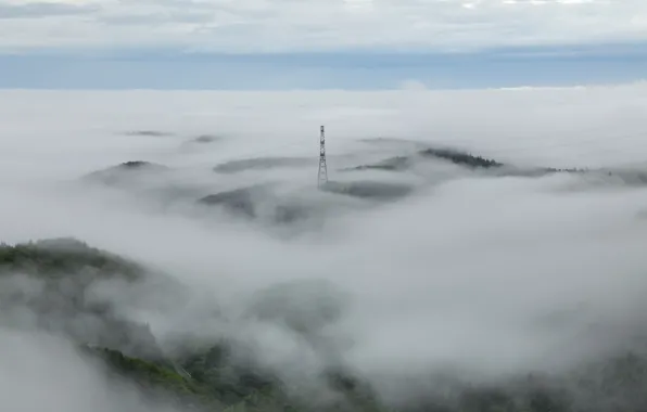 Picture fog, horizon, power lines, flat land