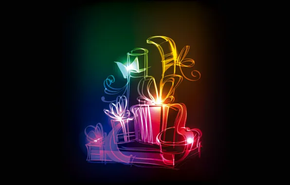 Colors, gifts, christmas, neon, gifts, xmas