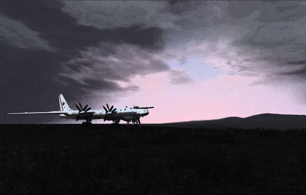 Stars, darkness, glow, Tu-95