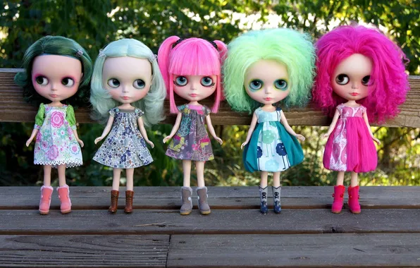 Picture hair, girls, toys, doll, pink, green, dresses, girlfriend