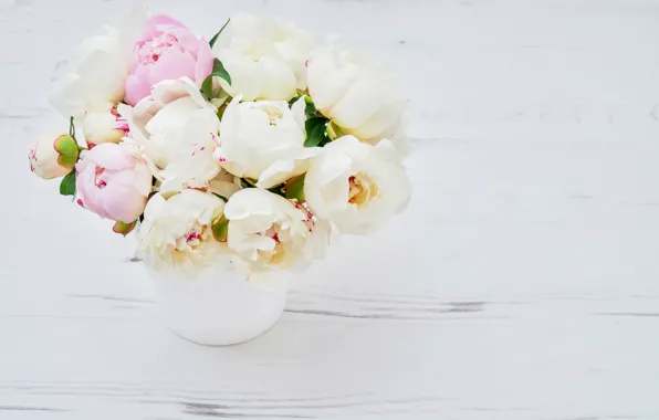Picture bouquet, vase, pink, white, peonies, LAIMDOTA GRIVANE
