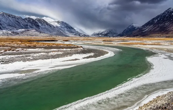 Picture Snow, River, Mongolia