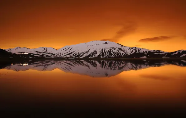 Clouds, landscape, mountains, Italy, pond, National Park Sibillini