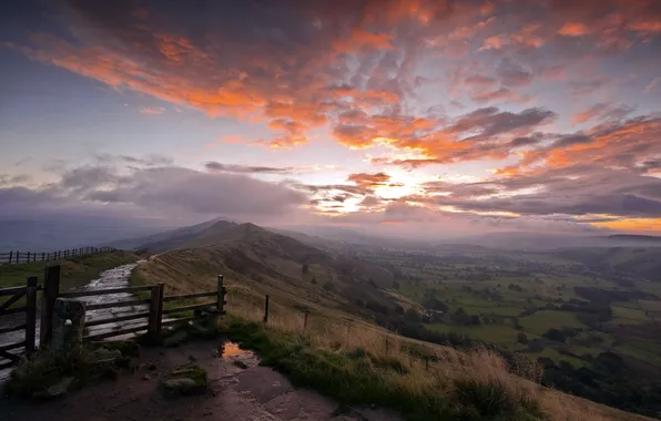 Picture landscape, sunset, mountain