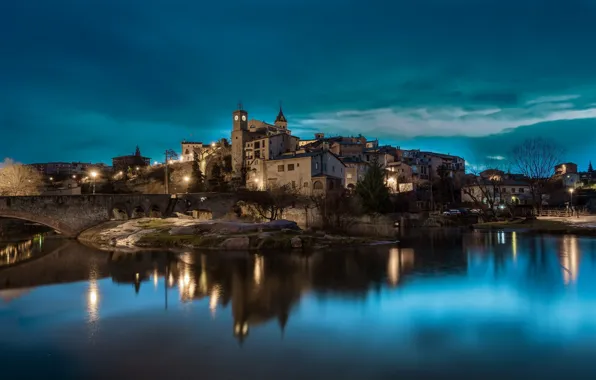 Lights, the evening, Spain, Catalonia, Gironella, Gironella