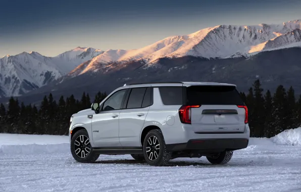 Picture GMC, SUV, Yukon, AT4, 2020, 2021, mountains in the background