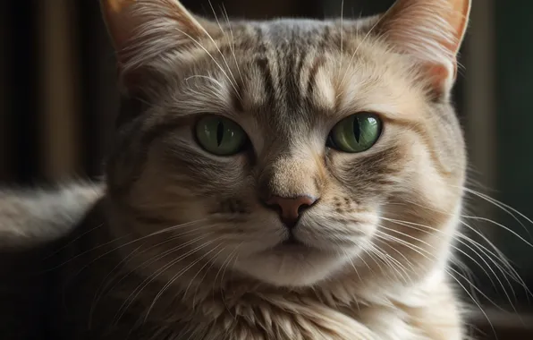 Cat, cat, look, pose, grey, portrait, face, green eyes