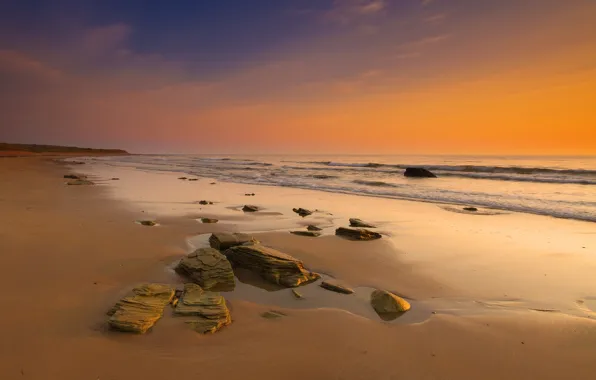Picture sea, beach, the sky, stones