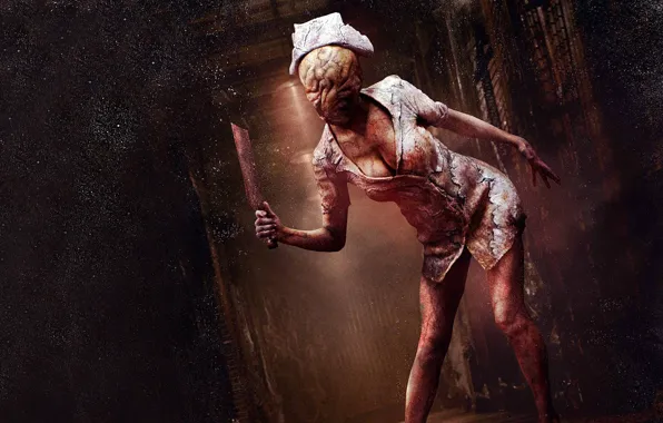 The darkness, monster, rust, corridor, nurse, cleaver, gloom, Silent Hill