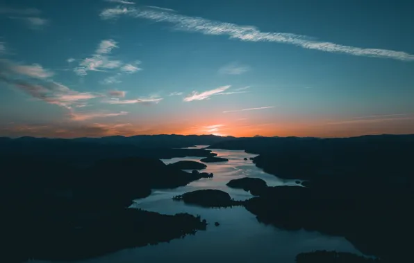 Wallpaper river, the sky, river, sunset, nature, landscape