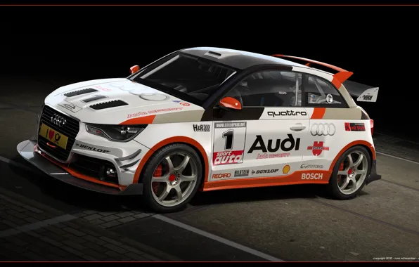 Sport, tuning, the audi a1 quattro, 3d drawing
