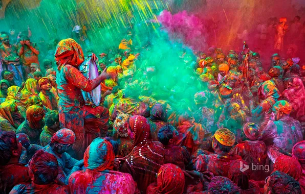 Picture people, paint, spring, India, festival, holi festival