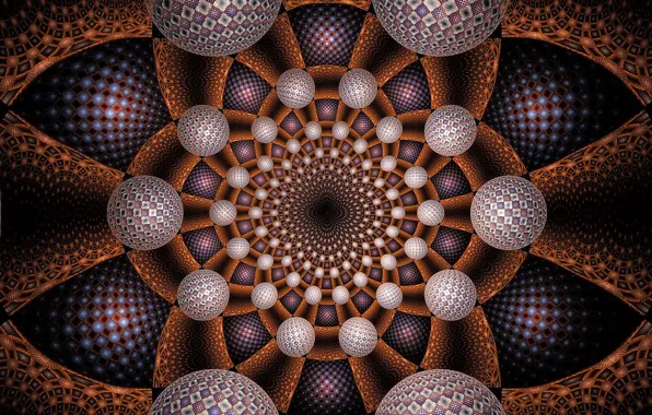 Spiral, fractal, sphere, digital art, spiral, symmetry, fractal, digital art