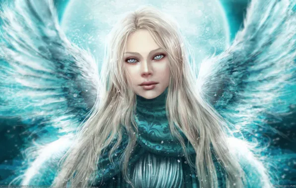 Picture winter, look, girl, wings, angel