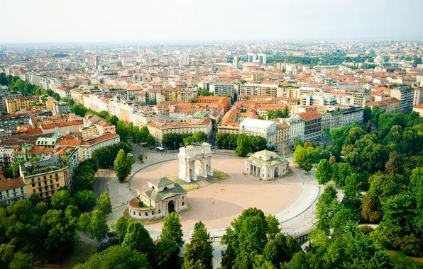 Trees, the city, building, Italy, trees, Italy, buildings, town