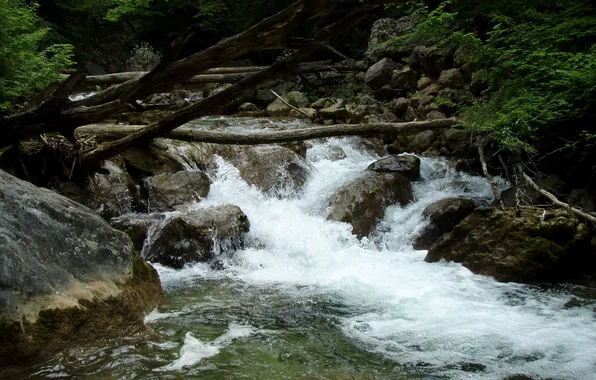 Nature, river, mountain, thresholds, stone