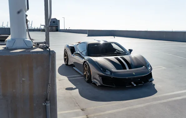 Ferrari, Front, Grey, Parking, Supercar, Ferrari 488, 488 Pista