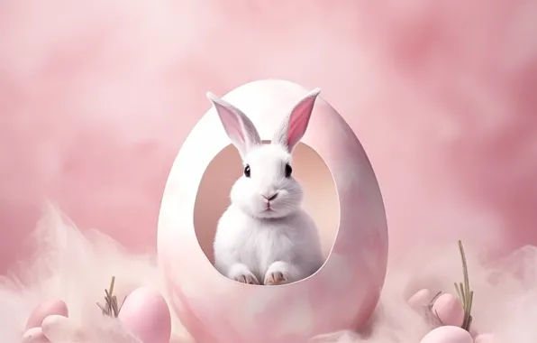 Holiday, egg, eggs, spring, rabbit, Easter, Bunny, pink background