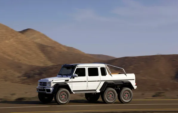 Picture white, Mercedes-Benz, Auto, Day, side view, AMG, SUV, G63