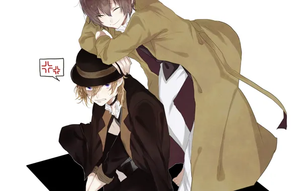 Background, guys, two, Bungou Stray Dogs, Stray Dogs: A Literary Genius, Nakahara Chuuya, Dazai Osamu