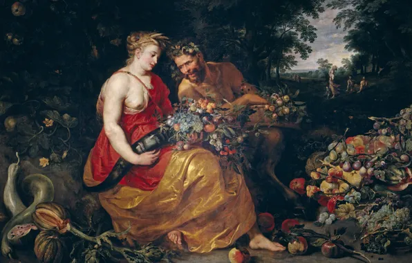 Picture, Peter Paul Rubens, mythology, Frans Snyders, Pieter Paul Rubens, Ceres and pan