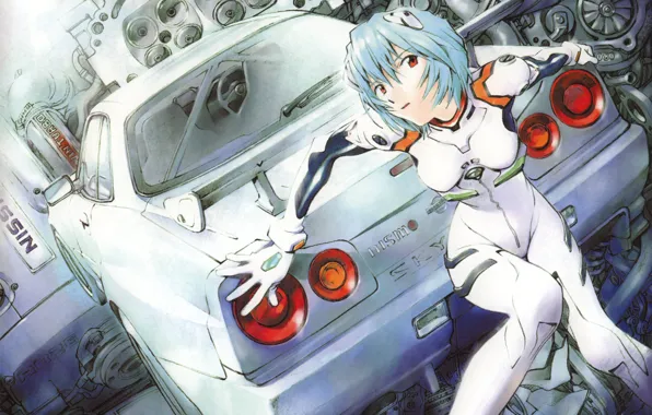 Picture Ayanami Rei, Rei Ayanami, Nissan Skyline