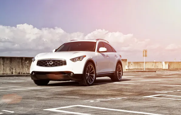 White, the sky, the sun, clouds, Infiniti, white, infiniti, FX35