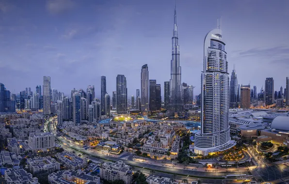 Road, building, tower, home, panorama, Dubai, Dubai, skyscrapers