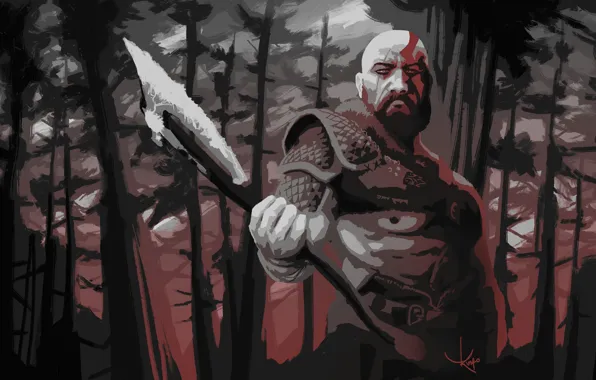 Axe, demigod, armor, Kratos, God of War, man, hero, God