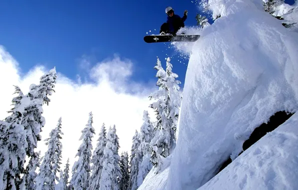 Picture snow, jump, snowboard, sport