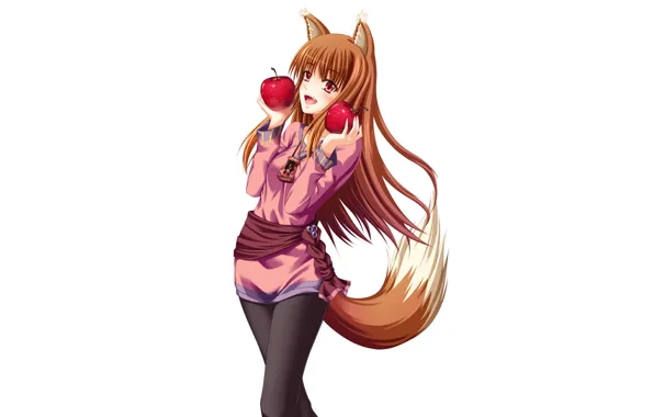 Anime, Spice and wolf, Holo, Spice and Wolf, white background., Yabloko