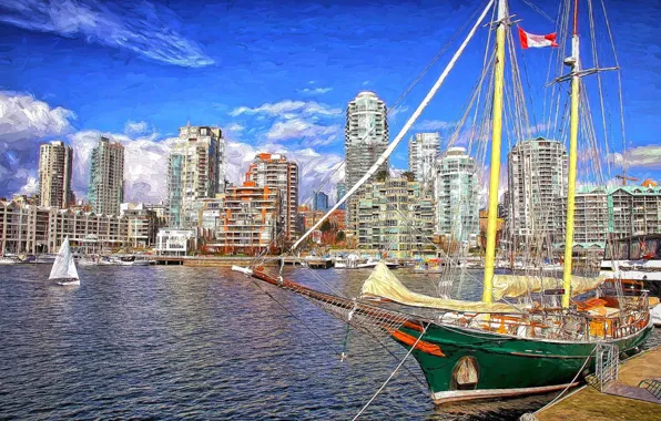 Picture the city, ship, Marina, Canada