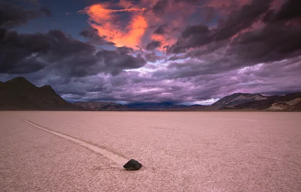The storm, the sky, mountains, clouds, stone, trail, the evening, CA