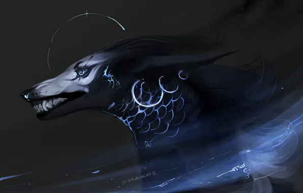 Background, mouth, fangs, beast