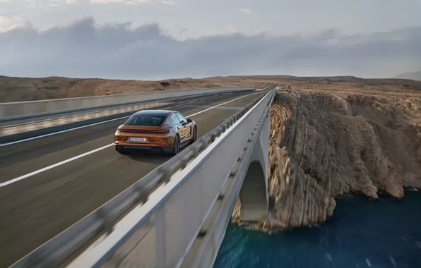 Picture car, Porsche, Panamera, bridge, Porsche Panamera Turbo E-Hybrid