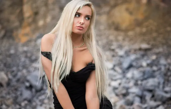 Girl, black, fashion, dress, model, blonde, Moda, Rada