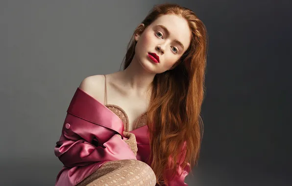 Look, girl, face, pose, photo, pink, hair, red